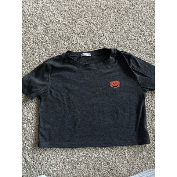 Crop top “current mood” pumpkin shirt - Picture 1 of 3